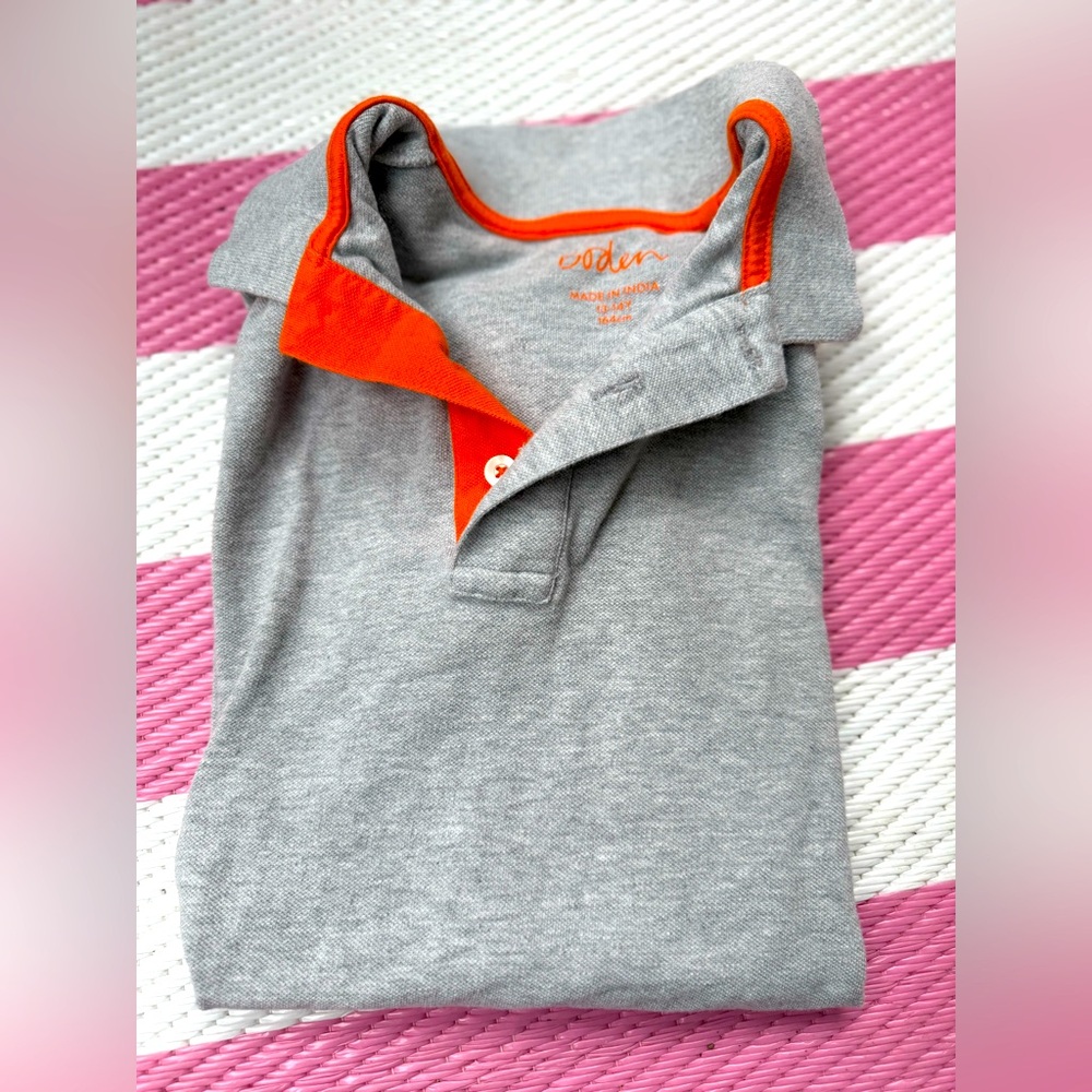 Mini Boden Gray and Orange Polo Shirt